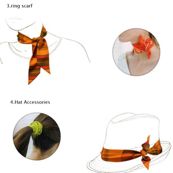 One Twilly Silk Scarve Bag Handle Head Neck - Picture 5 of 7